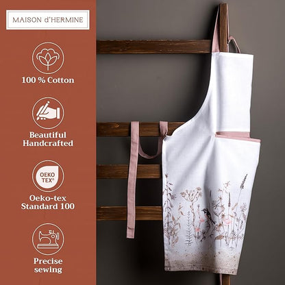 Maison d' Hermine 100% Cotton Apron for women with Pocket Kitchen Chef Apron for Men Cooking Spring Summer