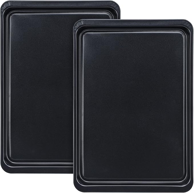 Beasea Baking Sheet 2 Pack, 10x14.6 Inch Cookie Sheet Nonstick Carbon Steel Baking Sheet for Oven Pans Baking Tray Cooking Sheets Black