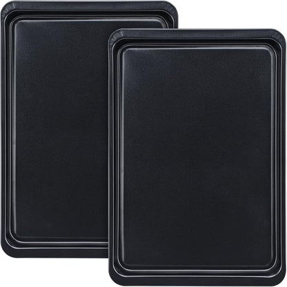 Beasea Baking Sheet 2 Pack, 10x14.6 Inch Cookie Sheet Nonstick Carbon Steel Baking Sheet for Oven Pans Baking Tray Cooking Sheets Black