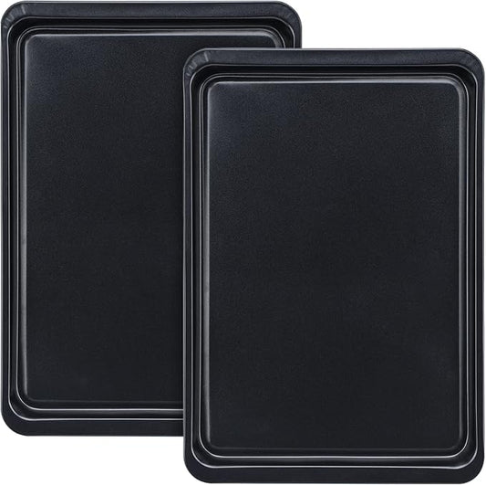 Beasea Baking Sheet 2 Pack, 10x14.6 Inch Cookie Sheet Nonstick Carbon Steel Baking Sheet for Oven Pans Baking Tray Cooking Sheets Black