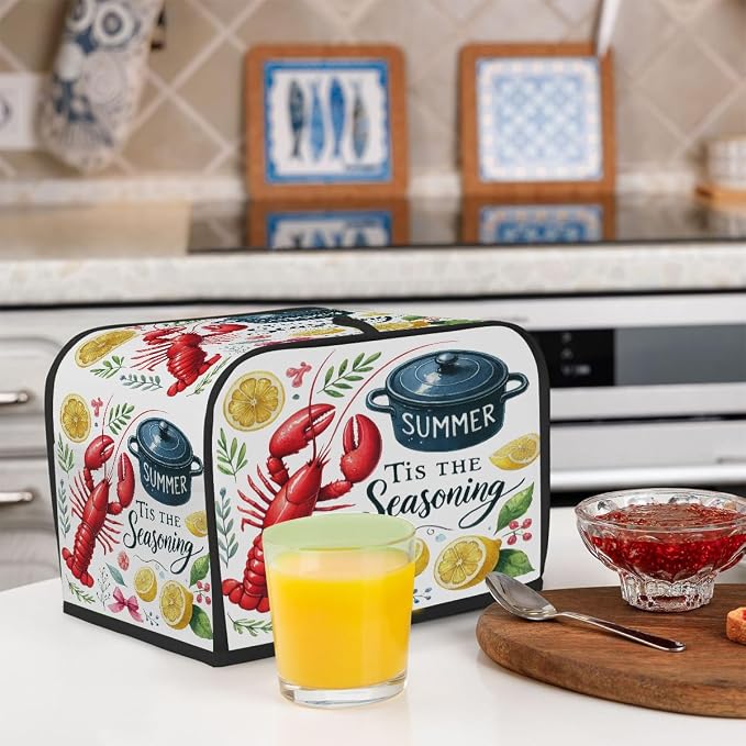 Toaster Cover 2 Slice Wide Slot Crayfish KitchenBread Toaster Oven Dustproof Cover Small Appliance Kitchen Covers Dust and Fingerprint Protection for Women Gift 2 Slice