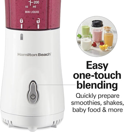 Hamilton Beach Portable Blender for Shakes and Smoothies, 14 Oz BPA Free Travel Cup & Lid, Durable Stainless Steel Blades, Personal Smoothie Blender, White (51101V) (Pack of 4)