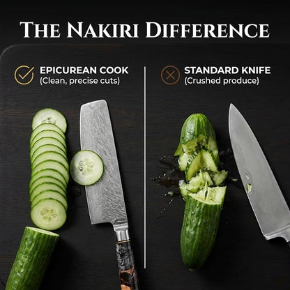 Tidal Black - 7" Nakiri Knife - Damascus