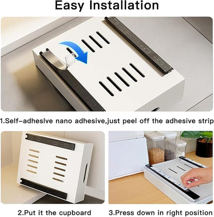 2 Pack Pull Out Cabinet Organizer, Adhesive Slide Out Drawer for Cabinets, Peel and Stick Pull Out Drawer Shelves, Multifunctional Drawer Organizers for Kitchen,Bathroom, Bedroom (White)