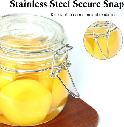 Glass Jars With Airtight Lid 32 Oz (Set Of 3) Wide Mouth Mason Glass Sealed Storage Canisters Leakproof For Coffee Sugar Nuts Spice Refrigerator Pickles & Preserves Tea For Fridge Kitchen Pantry