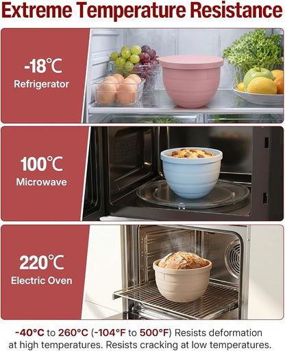 Silicone Bowl Liners for KitchenAid Tilt-Head 5QT Mixers, Kitchen Aid Accessories and Attachments for Baking and Cooking, Foldable Dishwasher Microwave Safe, 3pcs with Lids