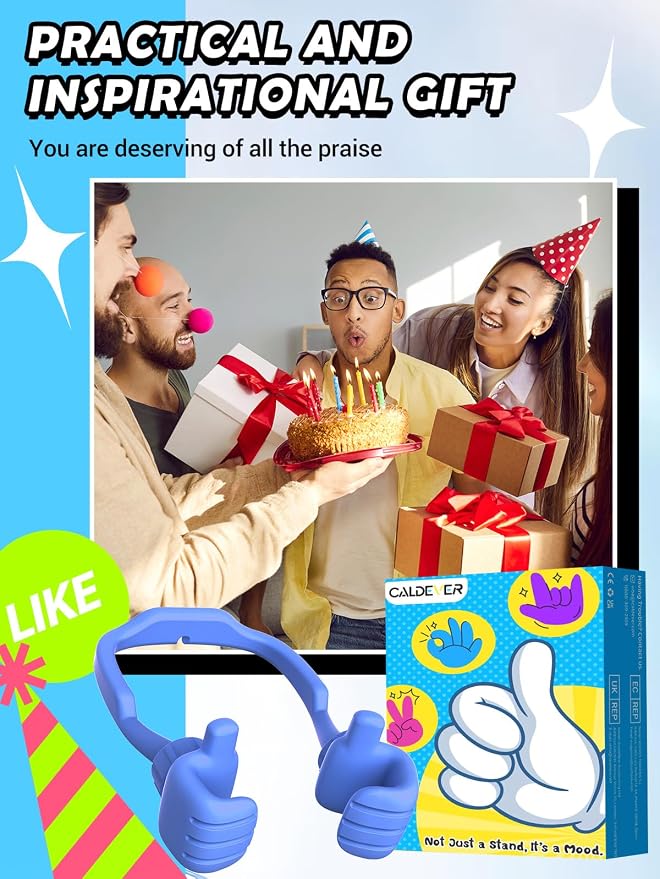 Teen Boys Gifts for Men Adults Fathers Day Cell Phone Stand: UPGRADE Gifts for Kids Son Adjustable Lazy Thumbs Up Phone Holder for Desk Cool Gadgets Fun Gifts ideas for Him Husband Stocking Stuffers
