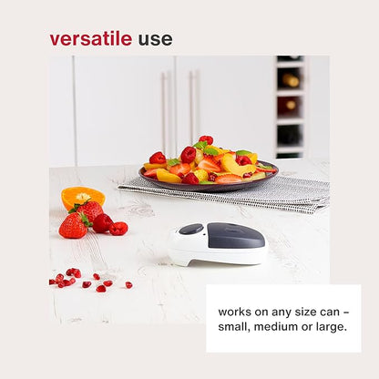 Zyliss EasiCan Electric Can Opener – One-Touch Automatic Tin Opener with Magnet for Safe Lid Removal – Compact, Hands-Free Design for All Can Sizes – Battery Operated, Easy to Use and Store