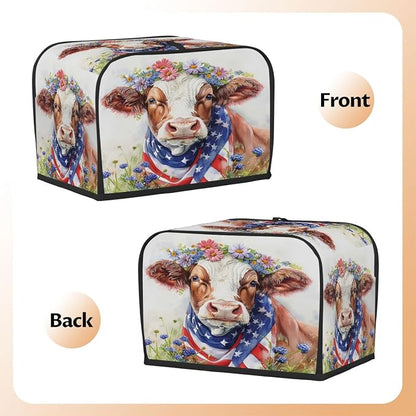 Highland Cow Toaster Cover 2 Slice Wide Slot Washable Toaster Covers | Flower Animal Dust and Fingerprint Protection Bread Maker Covers for Kitchen Accessories Decor Bakeware Women Gift