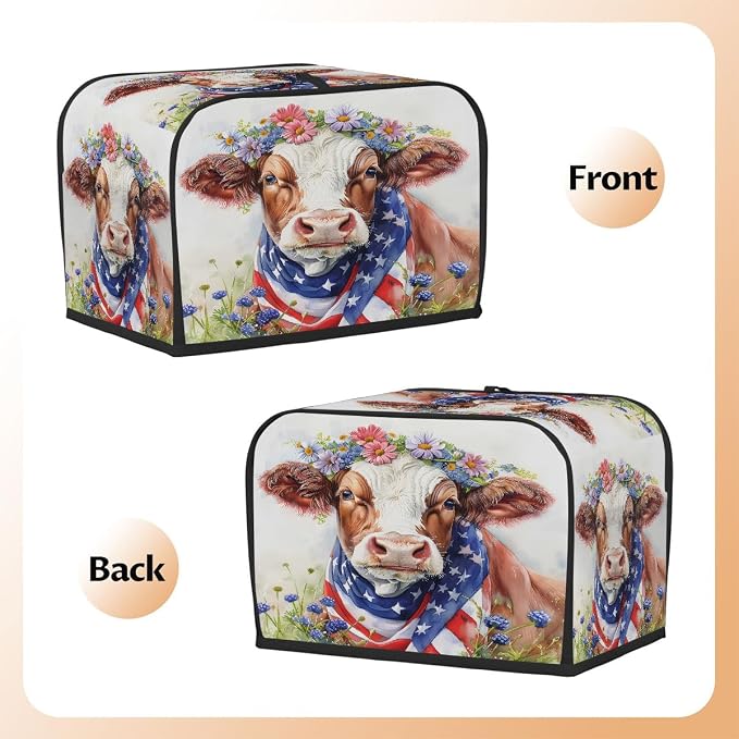 Highland Cow Toaster Cover 4 Slice Wide Slot Washable Toaster Covers | Flower Animal Dust and Fingerprint Protection Bread Maker Covers for Kitchen Accessories Decor Bakeware Women Gift