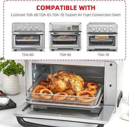 3PCS Baking Set for Cuisinart TOA-60/65/70 Air Fryer Oven, Basket Pan | 3 Pieces Baking Set for Cuisinart TOA-60 TOA-65 TOA-70 Air Fryer Toaster Oven,Air Fryer Basket Pan,Dishwasher Safe