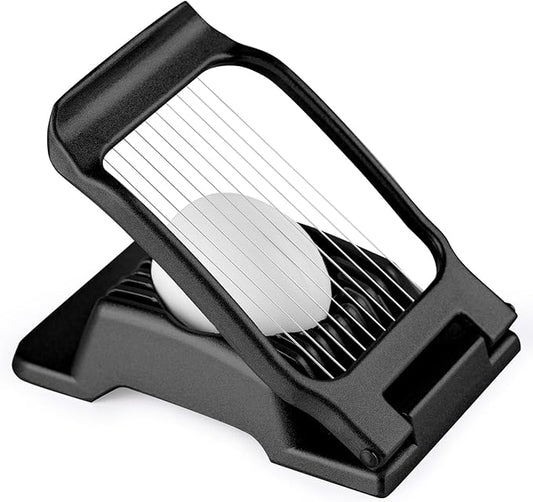 Egg Slicer for Hard Boiled Eggs, Stainless Steel Wire, Multipurpose Heavy Duty Aluminium Egg Cutter for Egg, Salads, Sandwiches, Strawberries, Mushrooms, Soft Cheese, Fruit, Black
