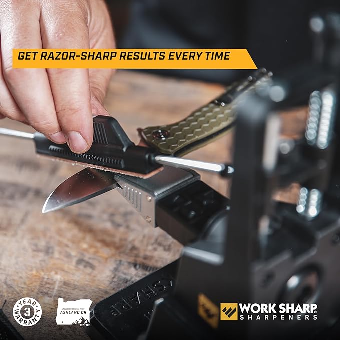 Work Sharp Precision Adjust Elite Knife Sharpener - Fixed Angle Sharpening System for Kitchen & Pocket Knives - Professional Guided Knife Sharpening Tool