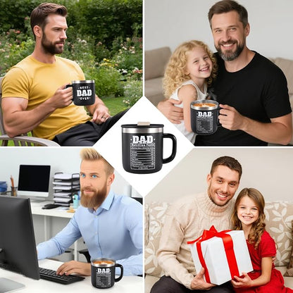Best Dad Ever Gifts from Daughter Son, Stainless Steel Coffee Mug with Lid for Father, Husband, Uncle, Gifts for Father's Day (14oz Black)
