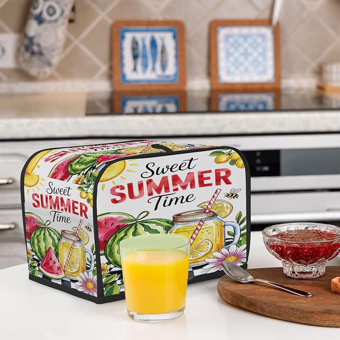 4 Slice Summer Fruit Watermelon Toaster Cover Waterproof Dust Fingerprint Bread Machine Cover Washable Kitchen Appliance Protector For Home Kitchen Bakeware Table Decor Women Gifts