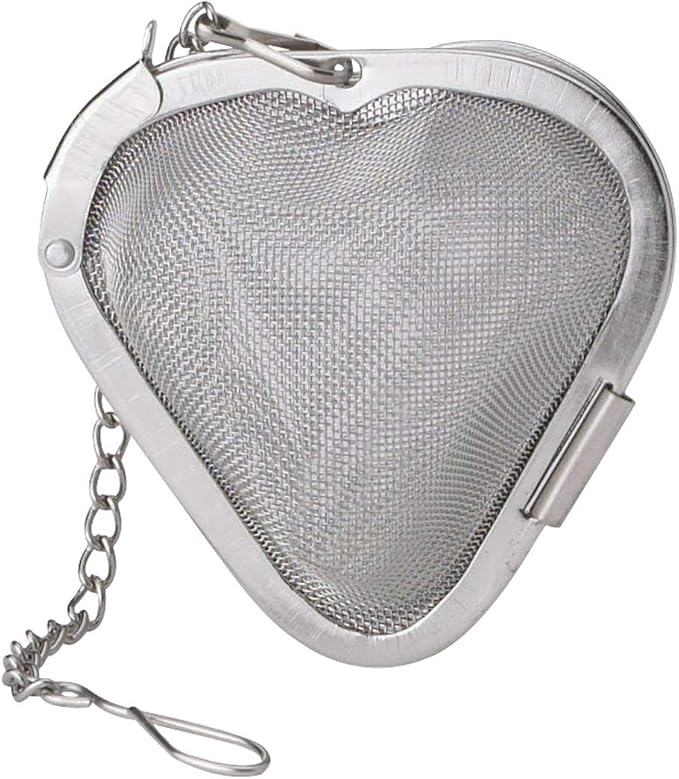 HIC Kitchen Tea Infuser, Heart-Shaped, 18/8 Stainless Steel Mesh, For Loose Leaf Tea and Mulling Spices