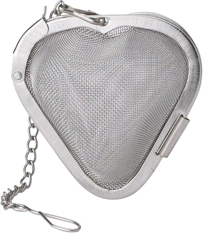 HIC Kitchen Tea Infuser, Heart-Shaped, 18/8 Stainless Steel Mesh, For Loose Leaf Tea and Mulling Spices