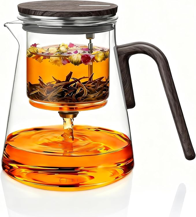 ZENS Enchanted Tea Pot with Magnetic Lid, Magic Glass Teapot with Infuser for Loose Leaf Tea Steeper, Mess-Free Herbal Tea Maker, Tea Diffusers for Tea Lovers Ideal Gifts, 27oz/800ml
