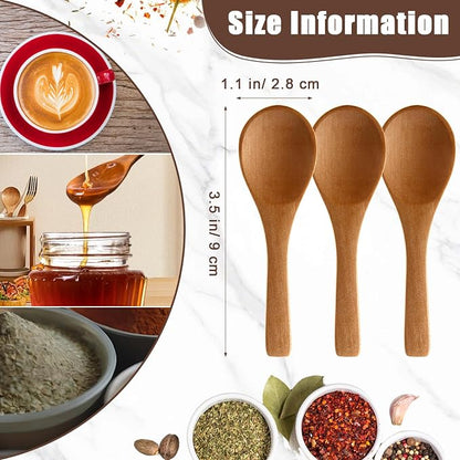 Boao 50 Pcs Small Wooden Spoons, 3.5'' L, Mini Wood Natural Tiny Spoons Wooden Little Teaspoons for Jars Sugar Creamer Honey Spices Salt Kitchen Supplies (Light Brown)