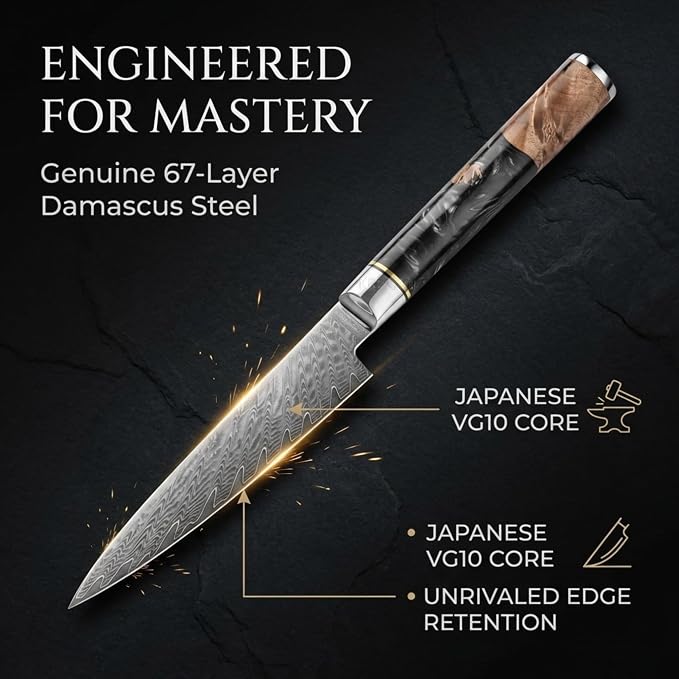 Tidal Black - 5" Utility Knife - Damascus