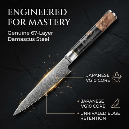 Tidal Black - 5" Utility Knife - Damascus