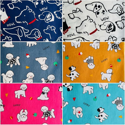 Cotton Fabric Squares 5x5 Charm Packs for Quilting 5 inch for Baby Boy Sewing Patchwork 42pcs (Dog Fabric)