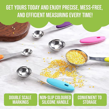 Measuring Spoons Set, Stainless Steel Measuring Spoons for Cooking and Baking, Heavy Duty Kitchen Gadgets for Easy Storage, Perfect Kitchen Utensils Gadgets (Set of 10)