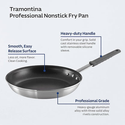Tramontina Professional 14-Inch Non Stick Extra Large Frying Pan, Heavy-Gauge Aluminum Skillet with Reinforced Nonstick Coating, Gray Handle, Dishwasher and Oven Safe