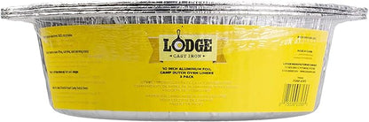 Lodge Silver 10 Inch Aluminum Foil Dutch Oven Liner - 100% Recyclable Dutch Oven Liner - Easy Camp Cooking Cleanup - 3 Pack