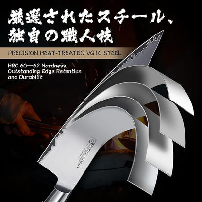 Purple Dragon Knife Set, 3Pcs Kitchen Knives Set, German VG10 Steel Japanese Chef Knives 7.8 Inch Santoku Knife 7 Inch Utility Knife 5.1 In, Razor-Sharp Knives Christmas Gift for Men and Women