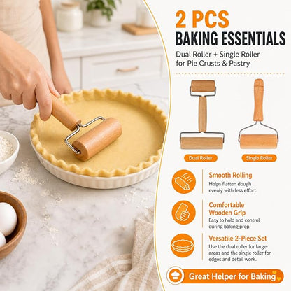 Small Wooden Rolling Pin for Baking, 7 Inch Mini Dough Roller, Non Stick Pizza Roller for Pastry Cookie Tortilla Dumpling Fondant Pie Crust Pasta (GMZ-TH)