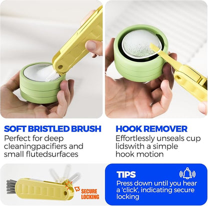 6 Pack Holikme 4 in 1 Cup Lid Cleaning Brush Set with 3 Straws, Multifunctional Bottle Brush, Silicone Cup Lid Gap Cleaner, Durable Bristle Crevice Cleaning Brush, Yellow