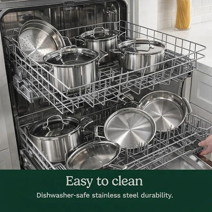Cuisinart 12-Piece MultiClad Pro Triple Ply Stainless Stainless Steel Pots and Pans Set, Cookware Set Compatible with Induction, Electric, Gas Cooktops, Cool Grip Handles, Oven Safe to 500°F, Silver