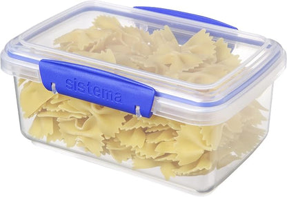 Sistema KLIP IT Rectangular Collection Food Storage Container, 33.8 oz./1 L, Clear/Blue
