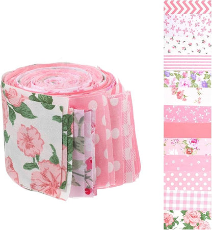 42Pcs Jelly Roll Fabric Strips Soft Cotton Quilting Fabric 2.5 x 20 Inch Pre-Cut Cotton Strips Bundles for Quilting Crafting and Sewing(Pink)