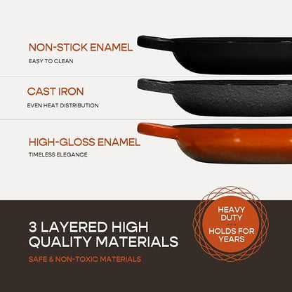 Krustic Enameled Cast Iron Dutch Oven for Sourdough Bread Baking | 6 Quart Pot with Lid | 10 Inch Ceramic Enamel Thick Coated Cookware Set with Non Stick Silicone Baking Mat for Cooking | 6 Qt |
