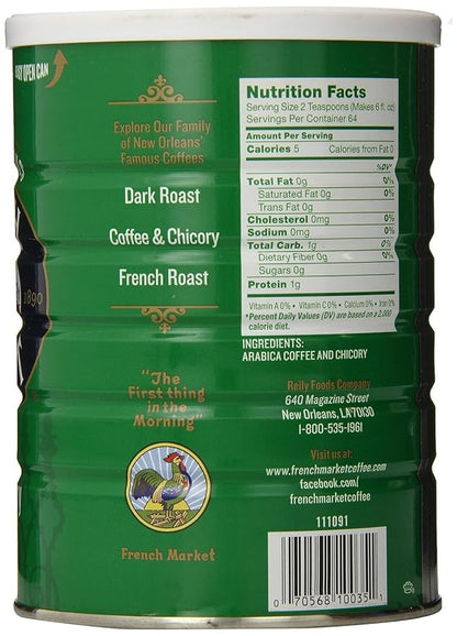 French Market Coffee & Chicory Decaffeinated Medium-Dark Roast Ground Coffee, 12oz Can (Pack of 12)