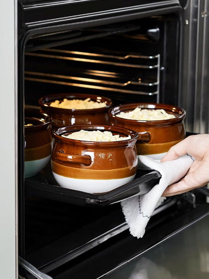 LE TAUCI French Onion Soup Bowls with Lid, 22 Oz French Onion Soup Crocks Oven Safe Ceramic Soup Bowls with Handles for Soup, Chili, Beef Stew, Cereal, Pot Pies, Set of 4