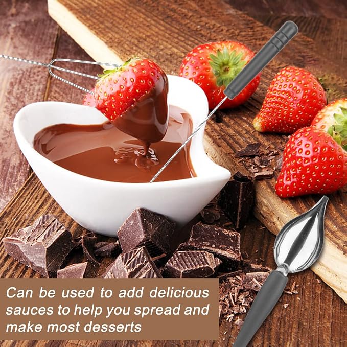 5Pcs Chocolate Dipping Tool Set,Stainless Steel Art Pencil Drizzle Spoons,Candy Making Kit,Decoration Spoons Set,Candy Making Supplies for Decor Plates Cake Coffee