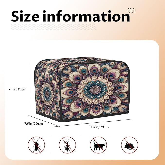 2 Slice Abstract Ethnic Mandala Toaster Cover Waterproof Dust Fingerprint Bread Machine Cover Washable Kitchen Appliance Protector For Home Kitchen Bakeware Table Decor Women Gifts
