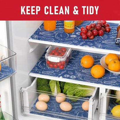 Cooyes 2 in 1 Shelf Liner for Refrigerator, 6 Pack, 12“ × 24”, Fridge Drawer & Shelf Liners for Kitchen Cabinets Non-Adhesive, Breathable Cloth Material, Keep Produce Fresh Longer