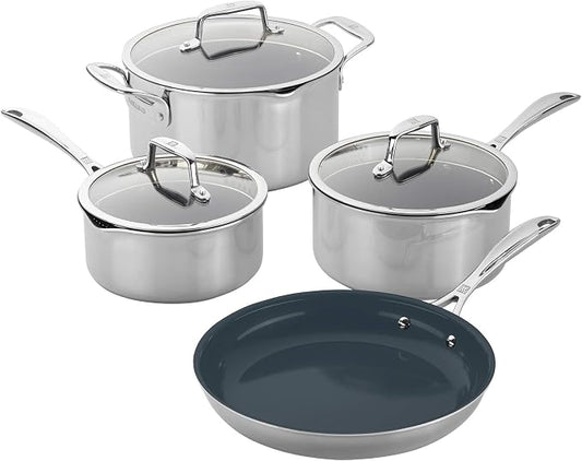 ZWILLING Clad CFX 7-pc Stainless Steel Ceramic Nonstick Cookware Set