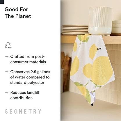 GEOMETRY Kitchen Tea Towels - Quick Dry Microfiber Dish Towels for Kitchen Sunny Lemons, 18" x 30" 1 Pack