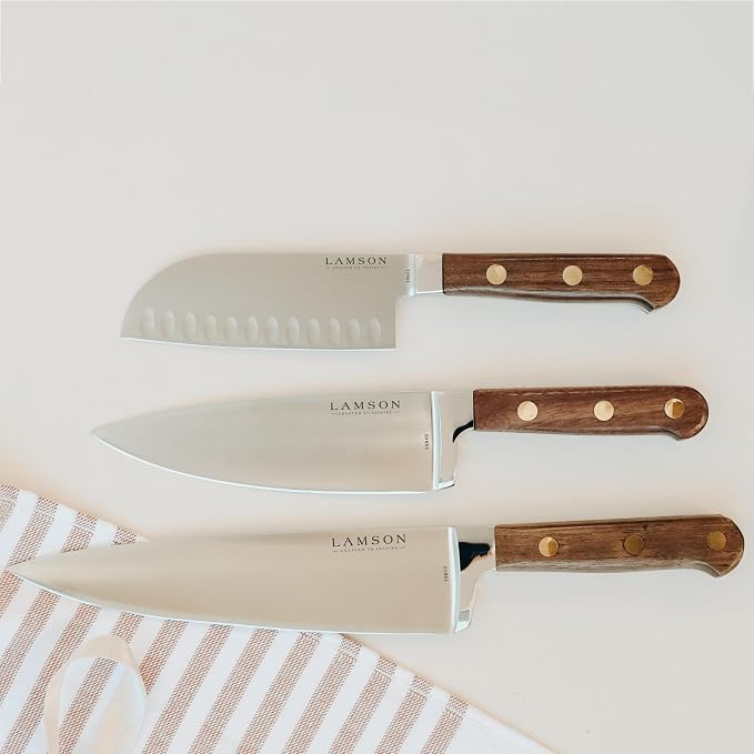 Lamson Premier Forged 6" Chef's Knife, Hi-Carbon Stainless Steel Blade, Triple Riveted for Balance, Ideal for Dicing, Slicing & Chopping, Kitchen Knives - Walnut Handle