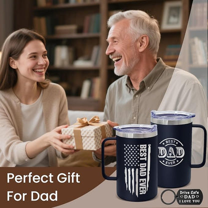 Best Dad Ever Gifts from Daughter Son, Stainless Steel Coffee Mug with Lid for Father, Husband, Uncle, Gifts for Father's Day (17oz Black from Daughter)