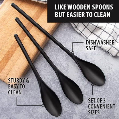 Rada Cutlery 3-Piece Mixing Spoons Set (B311), BPA-Free Non-Scratch, Small 9.88ʺ, Medium 11.75ʺ, Large 13.75ʺ