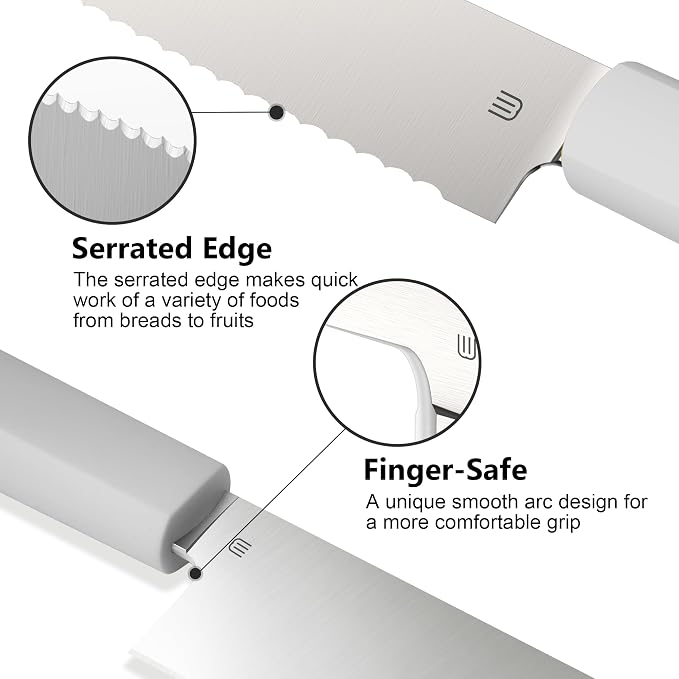 7.5" Serrated Bread Knife for Homemade Bread, Razor Sharp AR-RPM9 Steel & Innovative Wavy Edge, Professional Serrated Knife for Sourdough Bread Cake, Gift Box for Baker Home Chefs