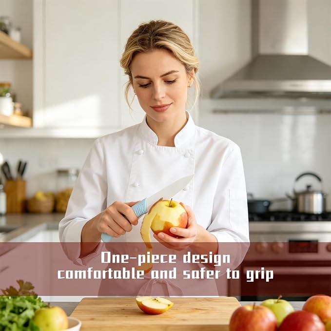 Ceramic Knives Set for Kitchen 5-Piece Set, Sharp Lightweight, Rust Resistant and Stain Resistant, Pure White Blade, Sky Blue Handle