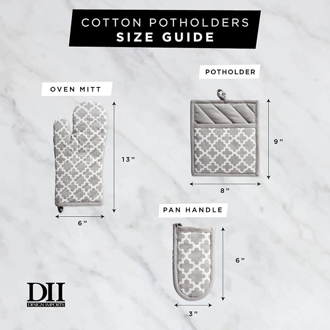 DII Lattice Basics Collection Kitchen Essentials, Pan Handle Set, Gray, 3, Piece