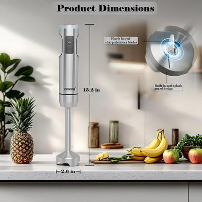 Handheld Immersion Blender Bundle, 1000W Powerful 12-in-1 Set for Smoothies,Orange Juicer,Minced meat,Milk frother,Egg Beater, Dough Hook, Vegetable Chopper, Potato Masher